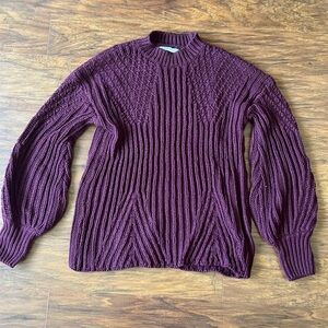 Maroon Sweater w/ Puff Sleeve